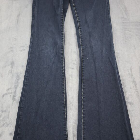 Cache Premium Jeans Womens 2 Black Bootcut Low Rise Button Stretch Denim Pants - Picture 12 of 16